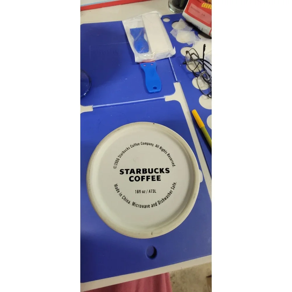 2006‎ Starbucks White Green Oringal Logo Cremica Coffe Tea 16 Oz Mug